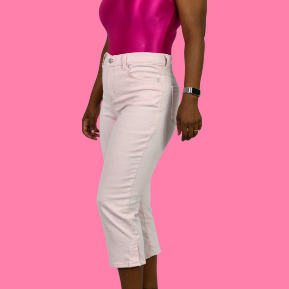 Gloria Vanderbilt Capri Jeans Pink Slim Skimmer Twill Pants Straight High Rise 4 - Picture 6 of 13